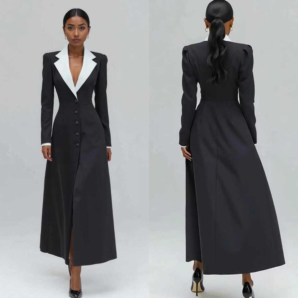 Women'S Formal Wear Wedding Guest - A Line Kadın Uzun Blazer Ceket