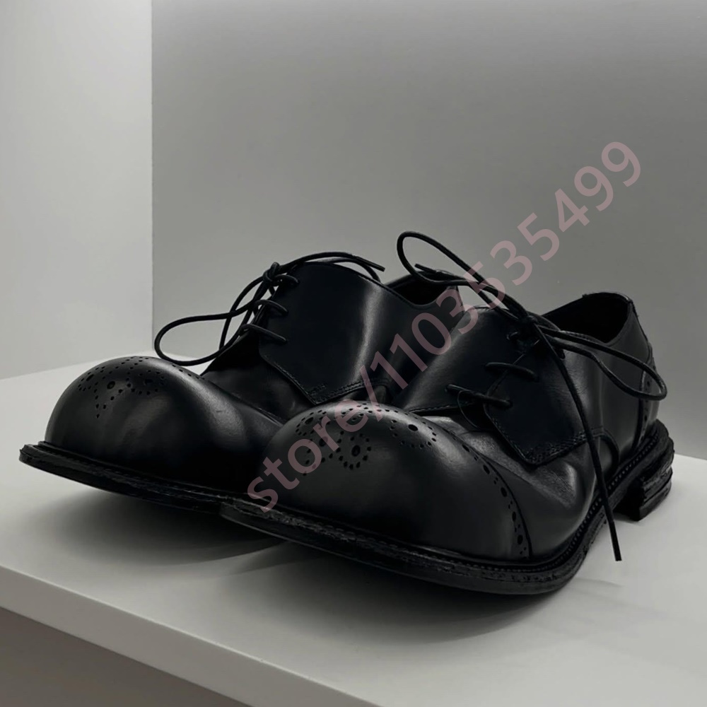 Formal Women Daily Wear Shoes - Vintage 2026 Siyah Deri Derby Ayakkabılar