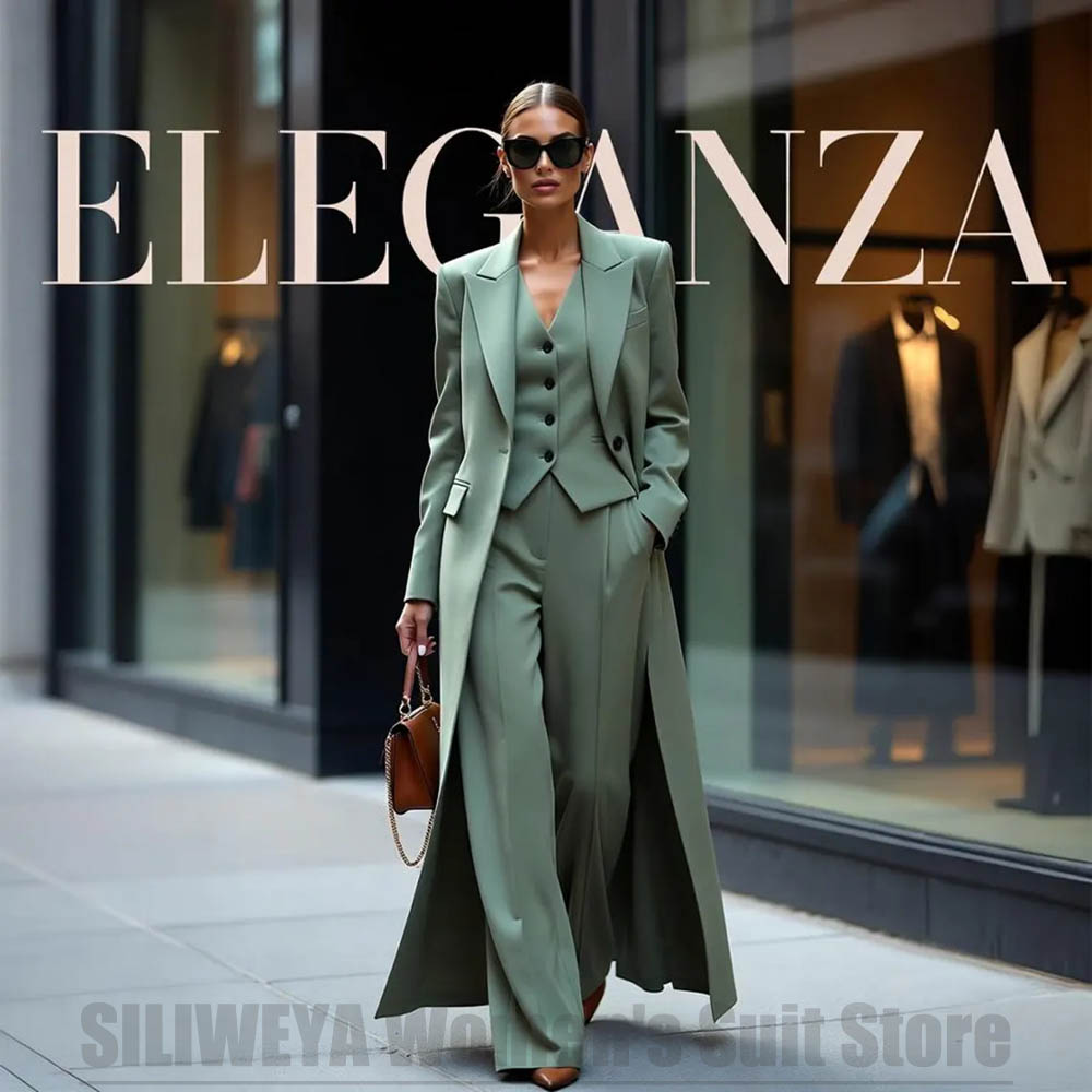 Women Formal Wear With Blazer - Şık Kadın Takım Elbise Üç Parçalı
