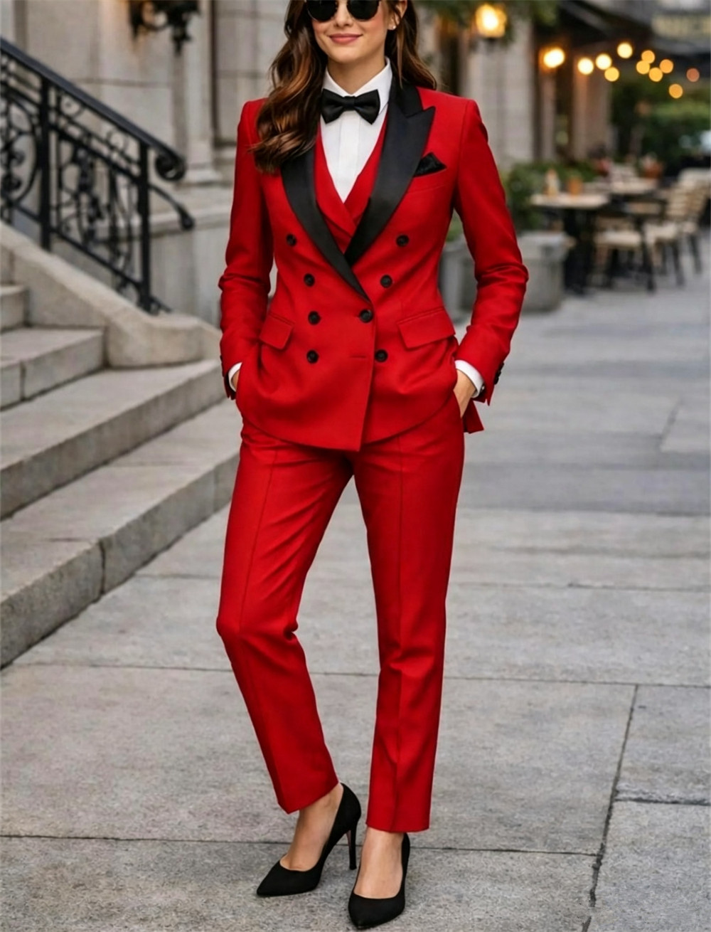 Women Formal Wear Tailor - Kruvaze Kadın Takım Elbise 3 Parça