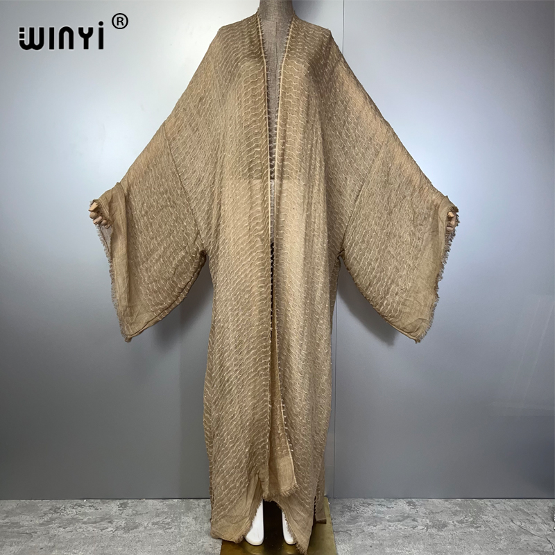 Young Women'S Formal Wear - WINYI Geometrik baskı kimono kaftan beachwear