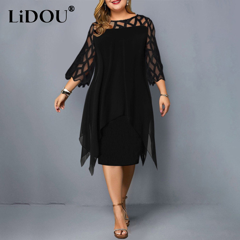 Women Formal Office Wear Tops - Yeni Zarif Dantel Örgü Artı Boyutu