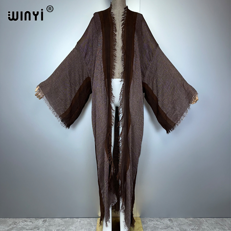 Young Women'S Formal Wear - WINYI Retro Kimono Maxi Hırka Plaj