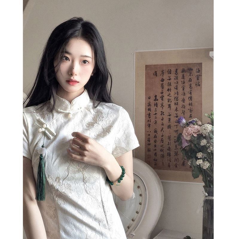 Young Women'S Formal Wear - Geleneksel Çin Yaz Retro Trend Beyaz