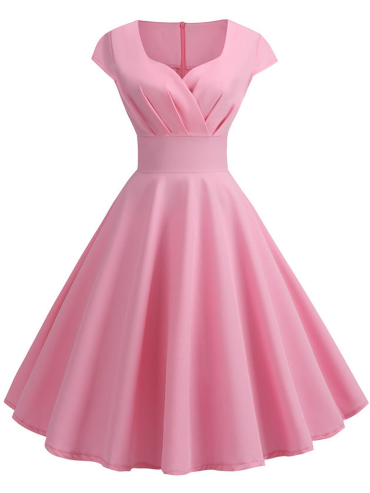 Women Formal Wear Zara - Pembe yaz elbisesi Kadın V Boyun