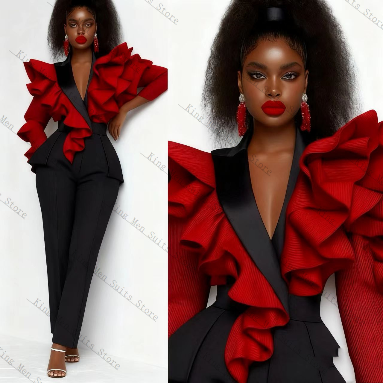 Kırmızı Siyah Kadın Takım Elbi - Women'S Formal Wear Wedding Guest incelemesi ve fiyatı