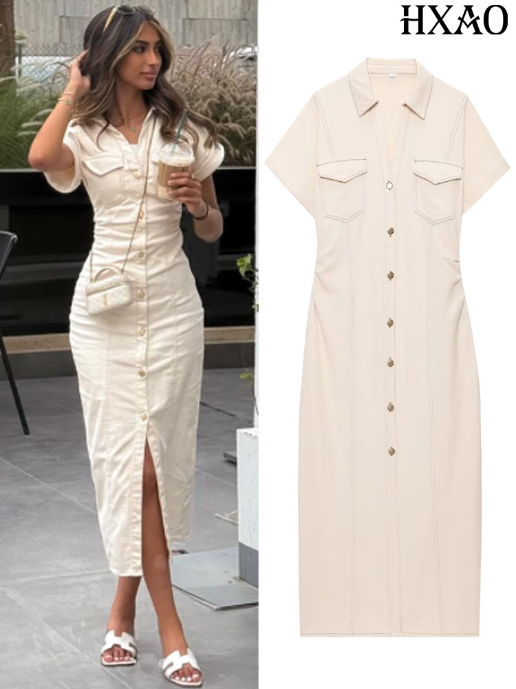 HXAO Denim kadın Elbise Düğmes - Women Formal Office Wear Tops incelemesi ve fiyatı