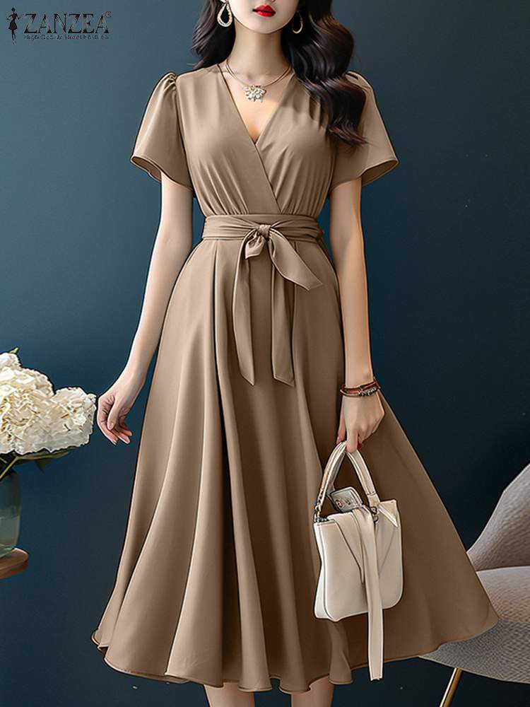 ZANZEA 2024 Zarif Kısa Kollu e - Women Formal Wear Zara incelemesi ve fiyatı