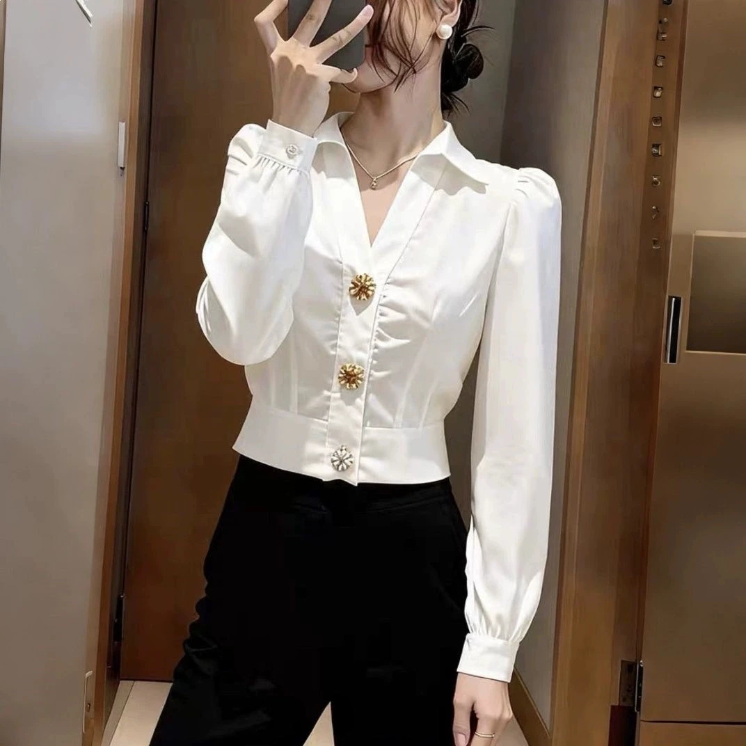 Zarif Beyaz Gömlek V Yaka Bluz - Women Formal Wear White Shirt incelemesi ve fiyatı