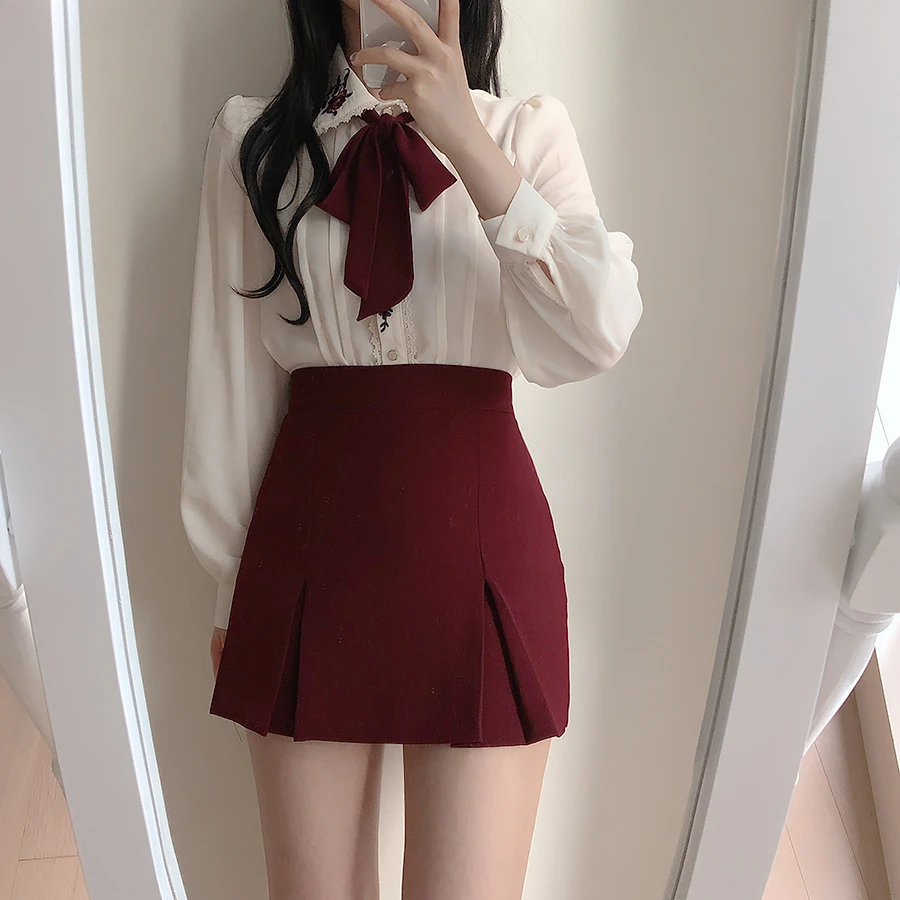 Retro Vintage Nakış Papyon Üst - Women Formal Wear White Shirt incelemesi ve fiyatı