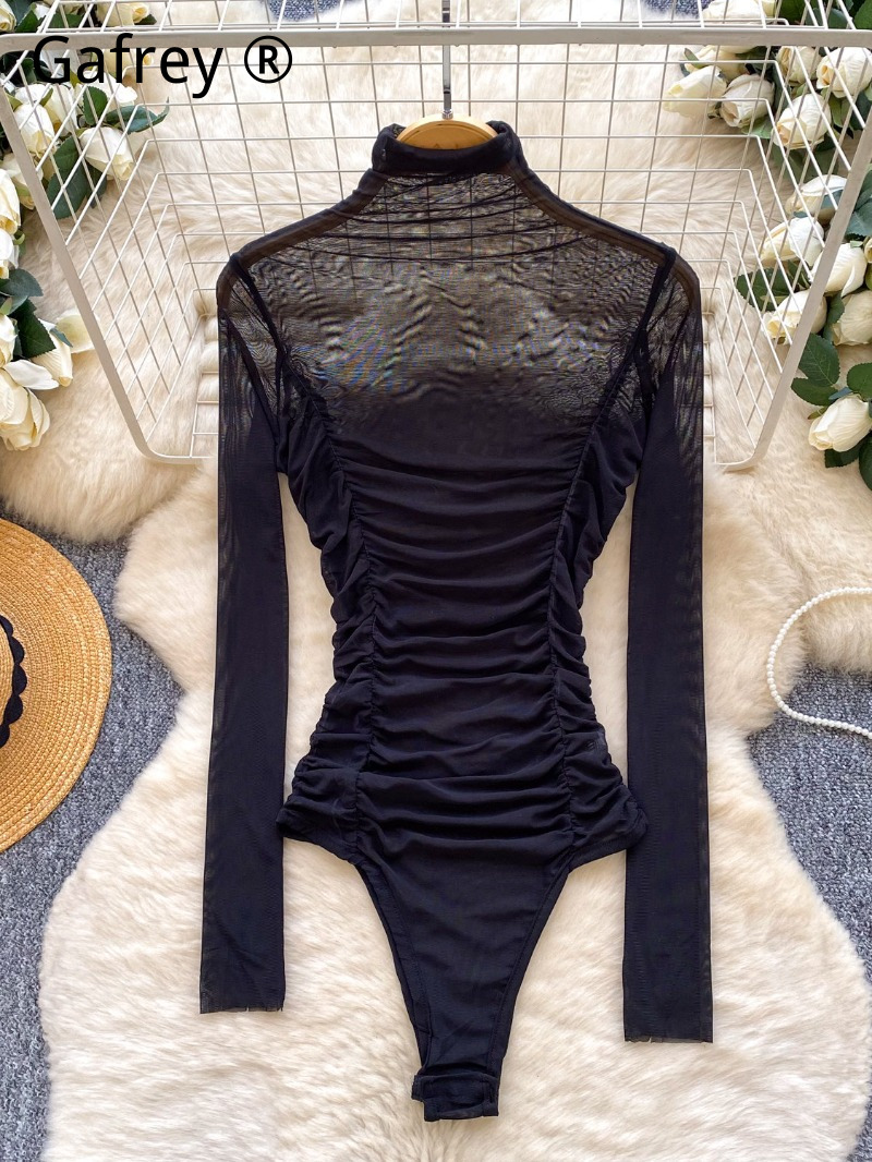 Seksi Gri Fileli Büzgülü Body  - Turtleneck Bodysuit Office incelemesi ve fiyatı