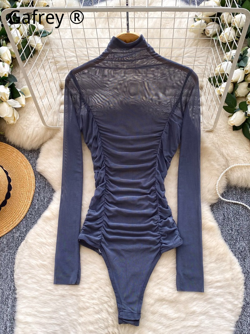 Seksi Gri Fileli Büzgülü Body  - Turtleneck Bodysuit Office incelemesi ve fiyatı