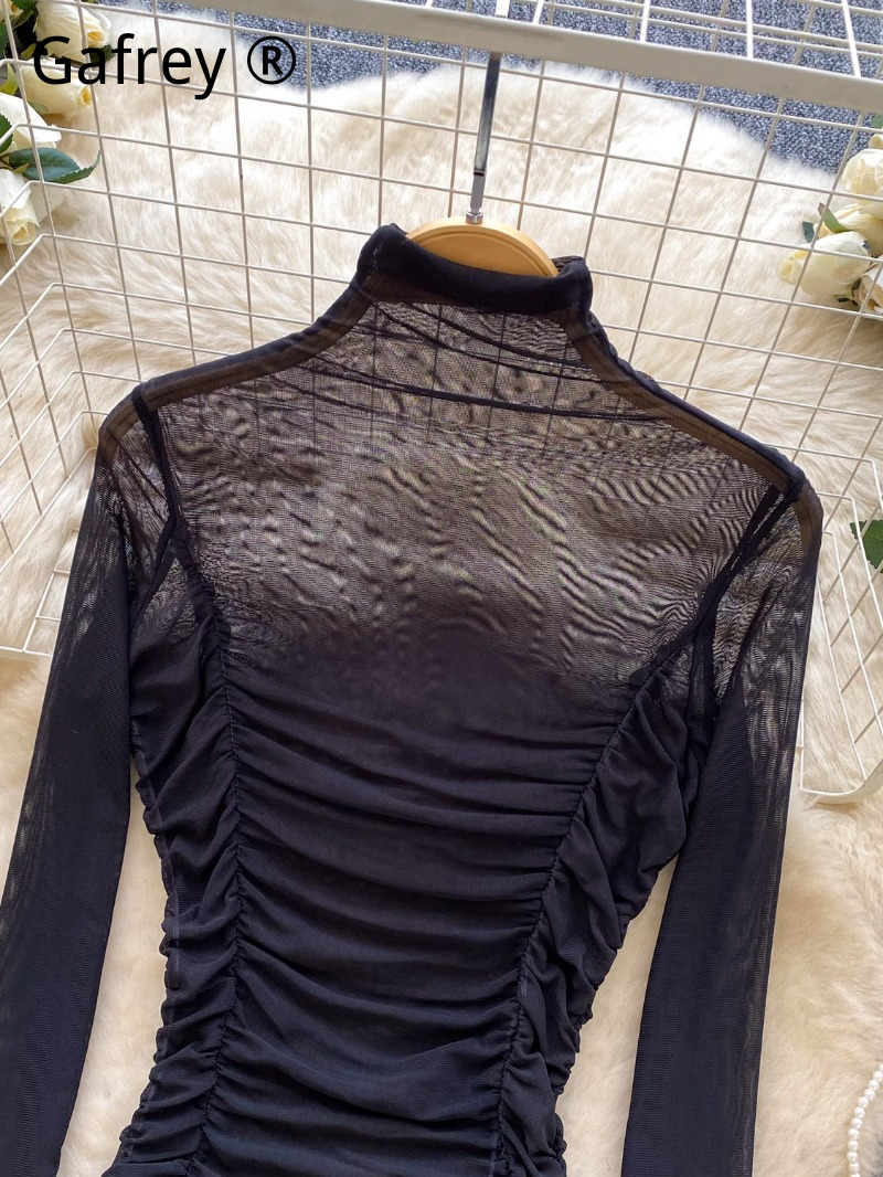 Seksi Gri Fileli Büzgülü Body  - Turtleneck Bodysuit Office incelemesi ve fiyatı