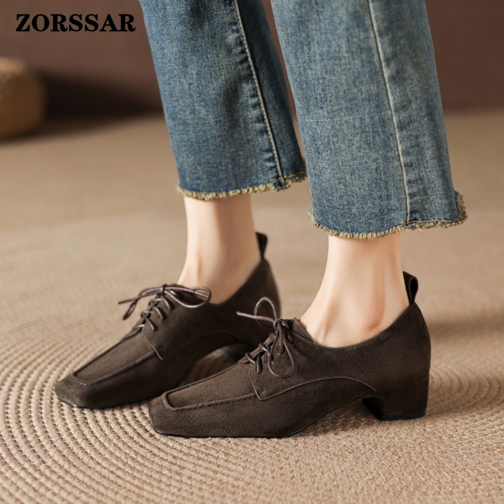 Kadın Kahverengi Süet Kare Bur - Formal Women Daily Wear Shoes incelemesi ve fiyatı